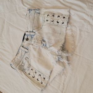 Hollister lace up side denim shorts